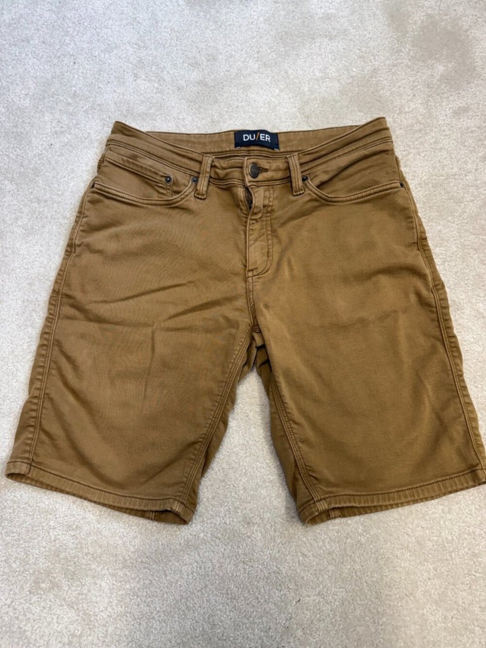 DU/ER MSNR1012 Men's Stretch Chino Shorts Size 32 Brown